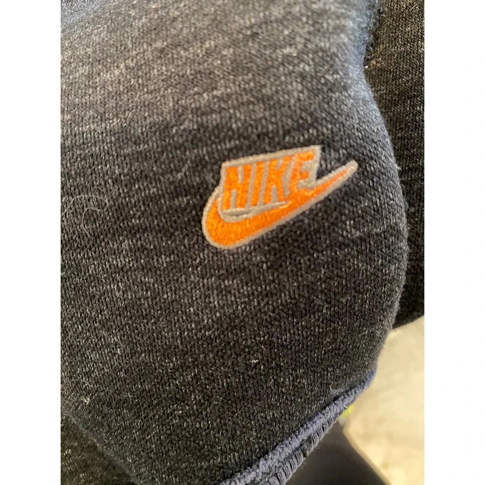 Vintage Nike Mens :arge Full Zip Hoodie Charcoal Grey Waffle Knit Thermal Lining